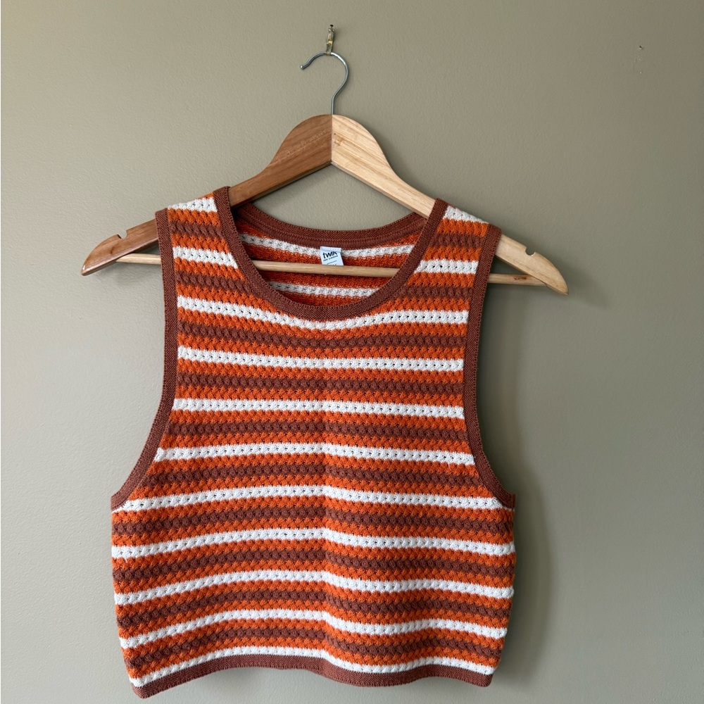Twik Orange and White Striped Tank Top